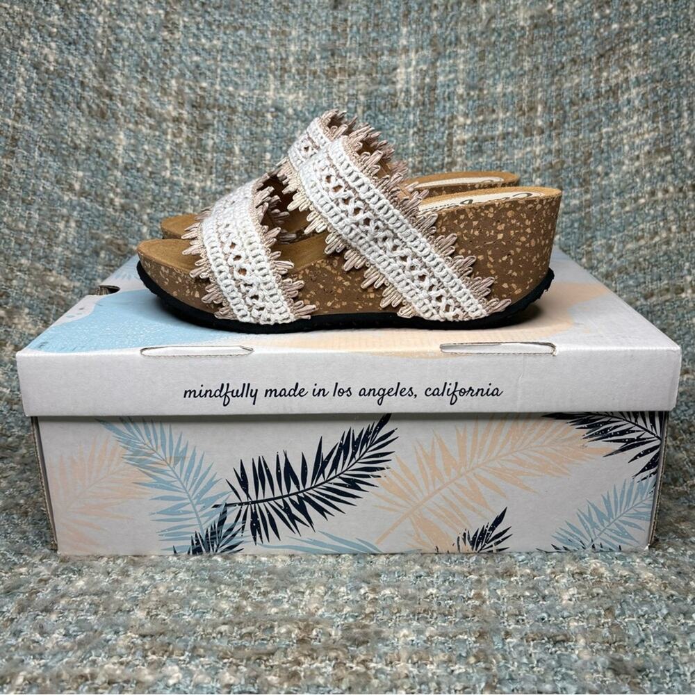NIB - Californians Rita Macramé Wedge Heeled Slide Sandal In White